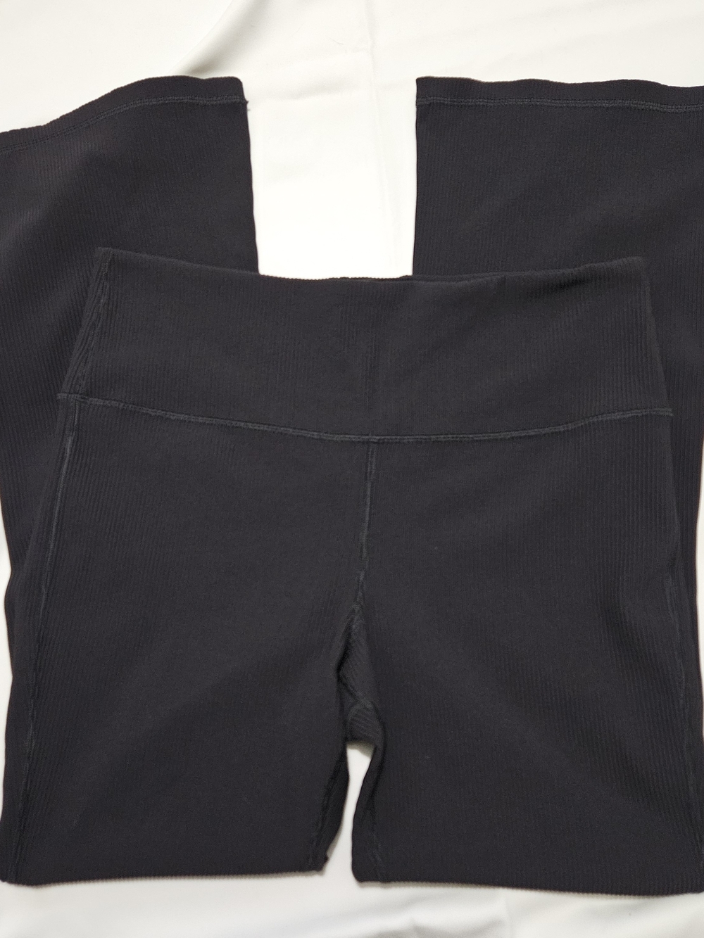 Athleta Black Ribbed Crop Flare Yoga Pants